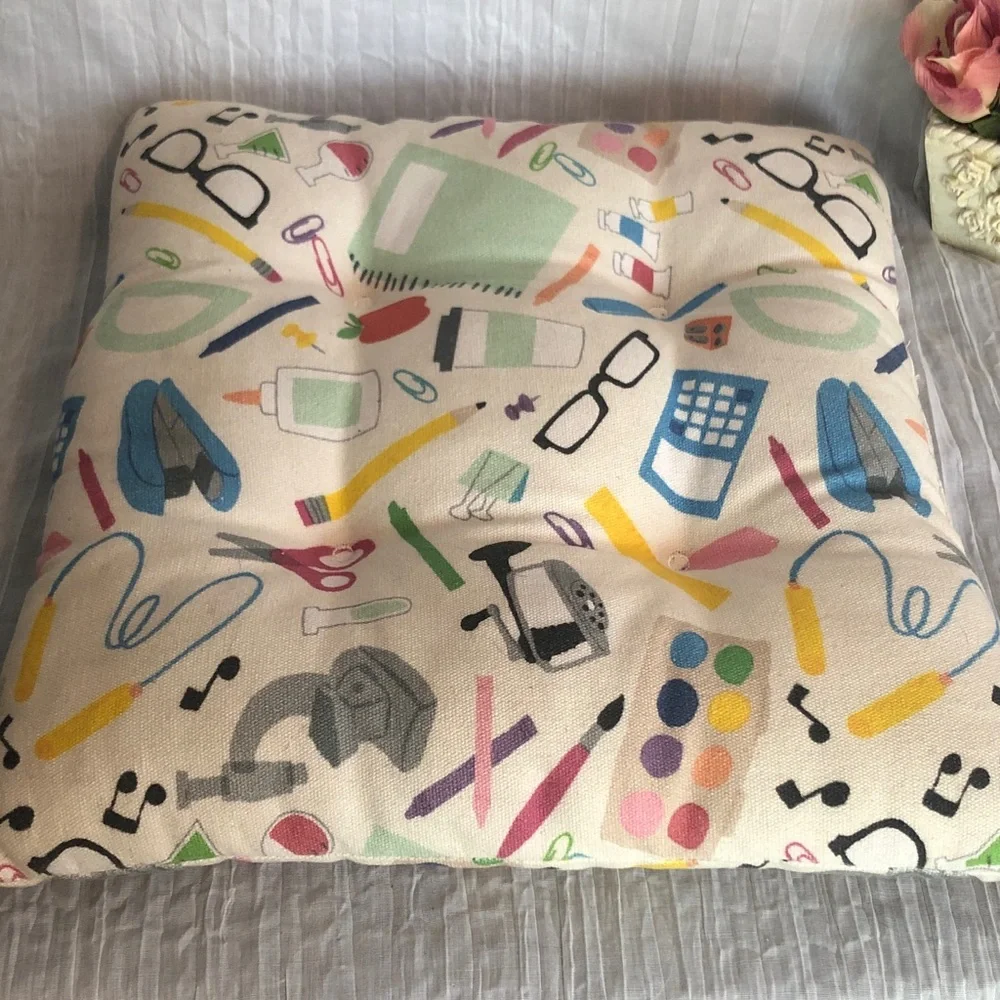 TEACHER SCHOOL inspired thick cushioned square seat cushion 14.5